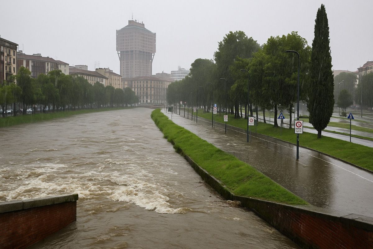 Milano travolta dalla burrasca d’agosto, fiumi in piena
