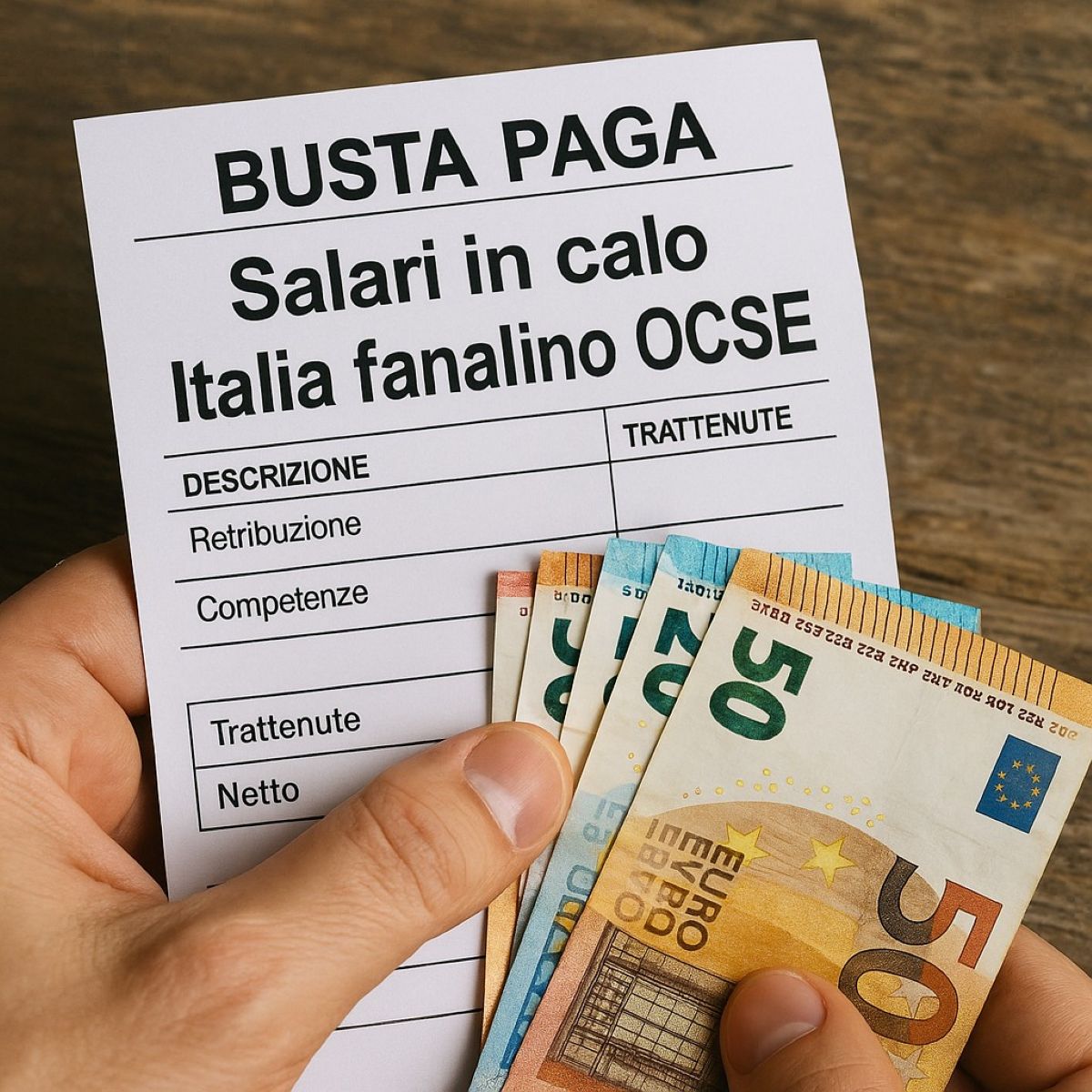 Salari ko (-8,8%) dal 2021, lavoro anziano e Paese in apnea