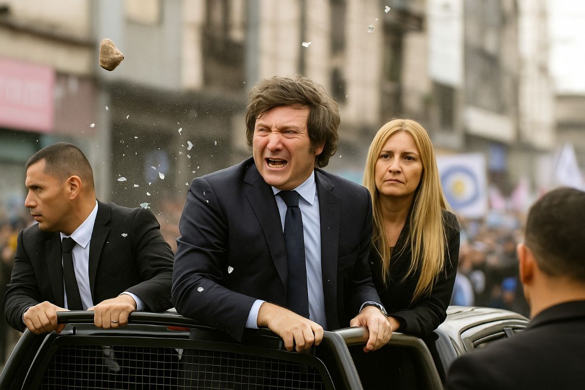 Violenza e scandalo: bottiglie e pietre contro Milei a Lomas de Zamora