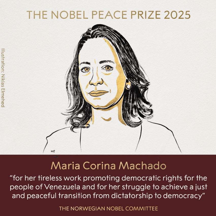 Maria Corina Machado vince il Premio Nobel per la Pace 2025